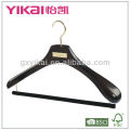 Black wooden hanger for brand garment